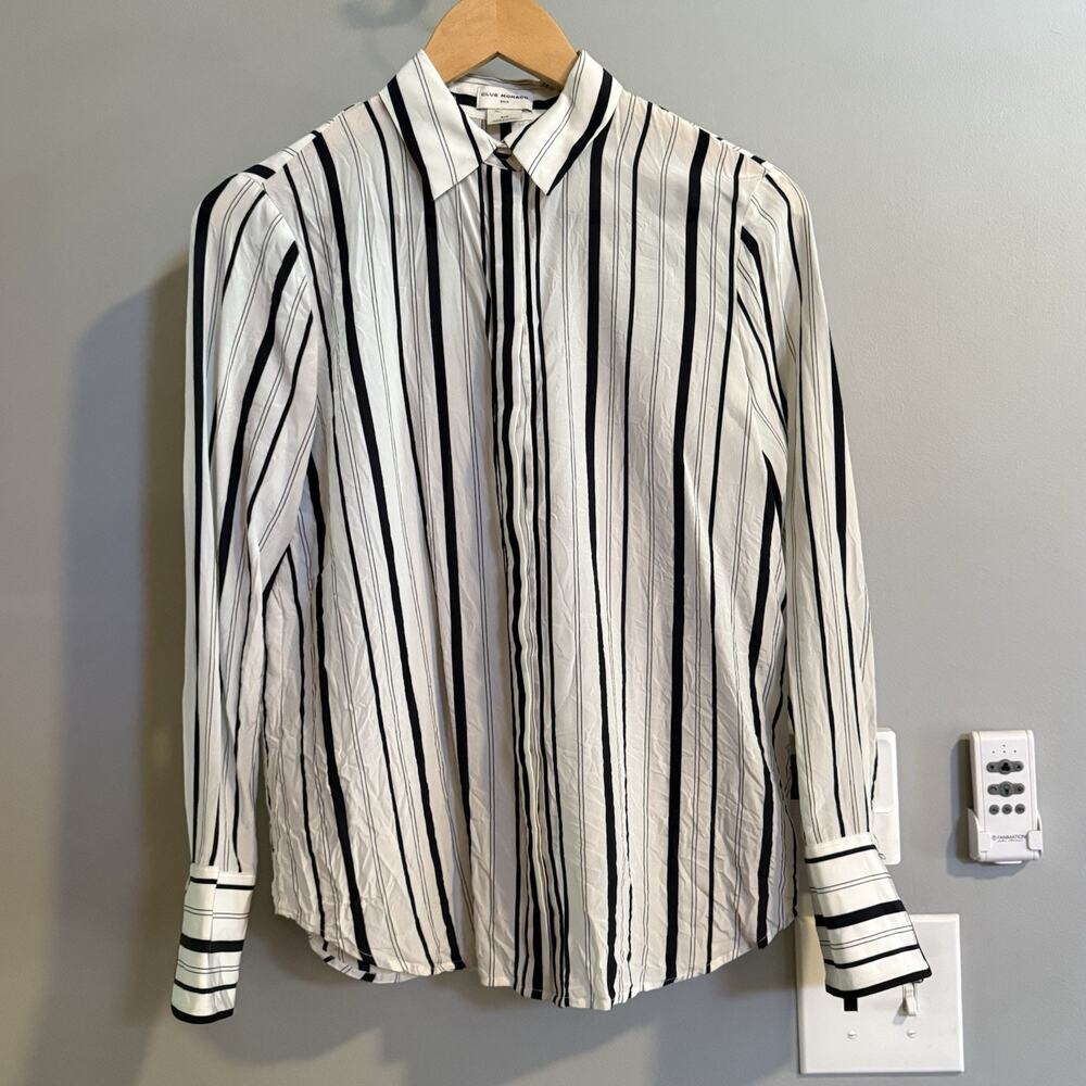 Club Monaco Ralph Lauren Top Silk Safari Striped Button Up Women’s Small